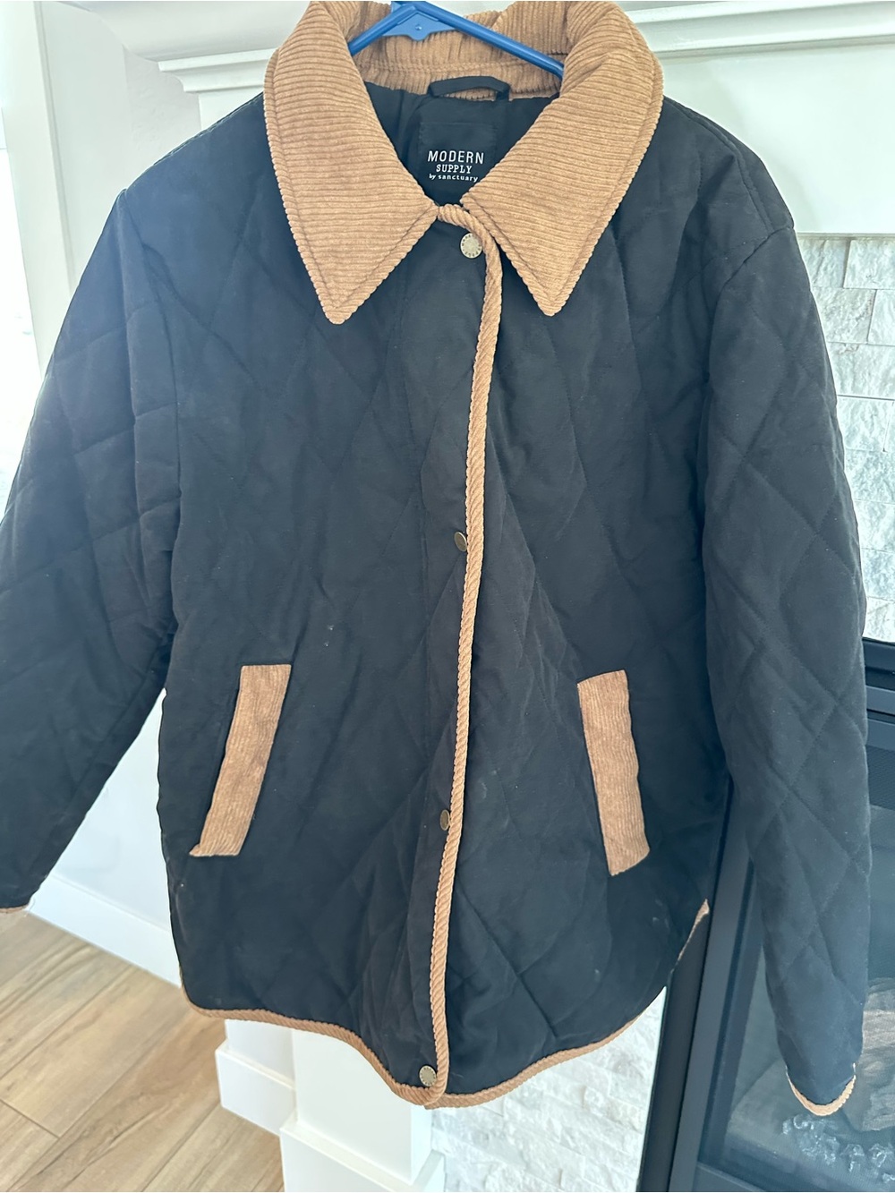 Modern supply by sanctuary xl 
Quilted Black Jacket with Tan Corduroy Trim